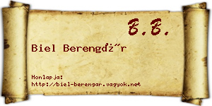 Biel Berengár névjegykártya